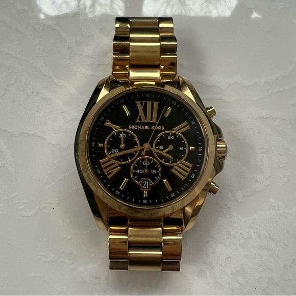 Michael Kors Oversized Bradshaw Unisex Watch Black Gold Stainless Steel MK5739 - Picture 4 of 15